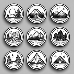Hand drawn camping illustrations