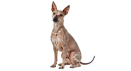 Fototapeta premium American Hairless Terrier full body side view on white: rare hairless breed.