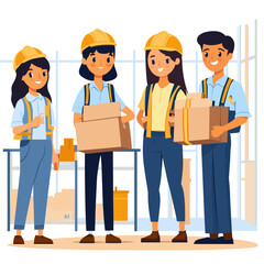 Young Workers Discussing Package Delivery