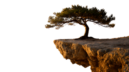 Lone Pine on Cliff Edge, isolated on transparent background