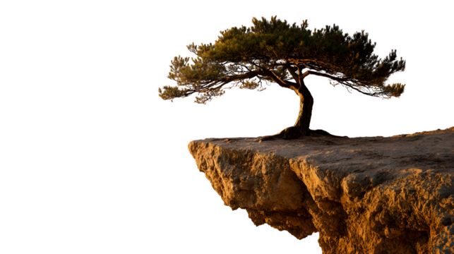 Lone Pine on Cliff Edge, isolated on transparent background