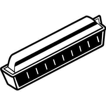 black and white harmonica instrument clip art preview
