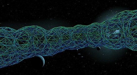 Celestial Lattice: A 3D Render of Cosmic Flow