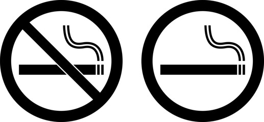 No Smoking sign. No Smoking And Smoking Area symbol isolate on white background - printable set silhouette icon design