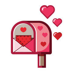 A mailbox full of Valentine's love letters decorated with hearts, a romantic icon for valentines day and love messages.