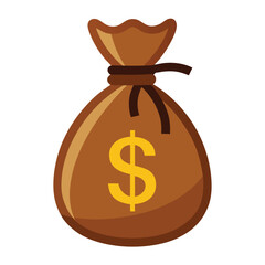 A brown fabric money bag tied with a knot, a timeless and professional icon for finance, wealth, and saving money.