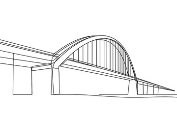Architectural sketch of a modern arch bridge design