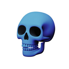 Obraz premium Blue human skull isolated on transparent background, a symbol of death, danger, and halloween
