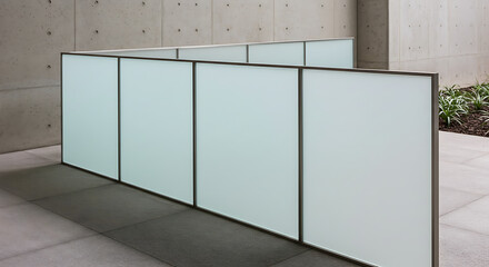 Modern Frosted Glass Panel Railing, Concrete Wall