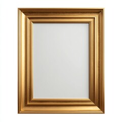 Fototapeta premium Classic gold empty picture frame with clean design, isolated on a white background, suitable for mockups and presentations