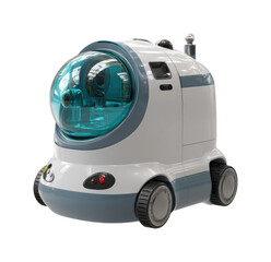 Automated cleaning robot home product showcase modern technology, isolated on transparent background, png
