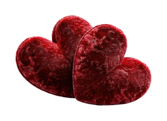 Romantic plush heart shapes love theme home cozy, isolated on transparent background, png