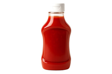 Red Ketchup Plastic Bottle Isolated on Transparent Background