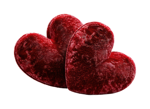 Romantic plush heart shapes love theme home cozy, isolated on transparent background, png