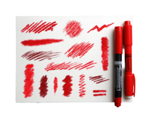 Creative red marker showcase collection bright, isolated on transparent background, png
