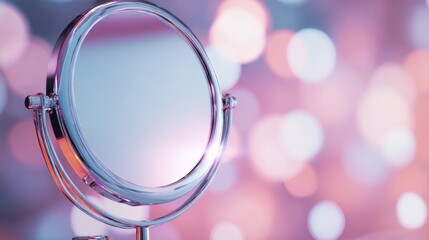 Elegant round mirror with reflective surface stylish modern design versatile personal grooming accessory perfect for beauty makeup and home decor