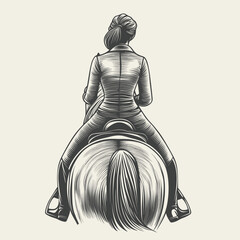 Woman on Horseback in Riding Gear