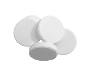 White soluble effervescent tablet pills on transparent background