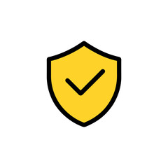 Vector art of yellow shield with a check mark