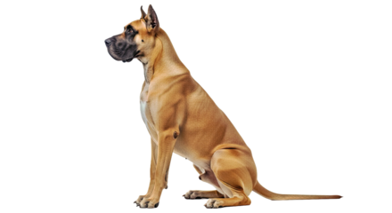 Great Dane full body side view on white: giant dog breed.