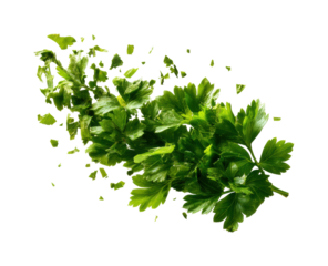Fresh parsley chopping in a bright kitchen a top view perspective, isolated on transparent background, png