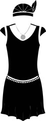 Elegant 1920s flapper dress and headband design