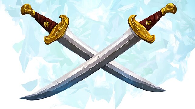 Fototapeta Crossed swords, fantasy art
