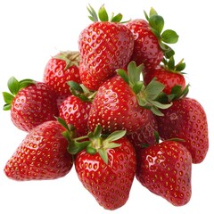 Close-up of a cluster of ripe, juicy strawberries