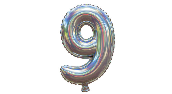 Silver Number Nine Balloon, Festive Decoration