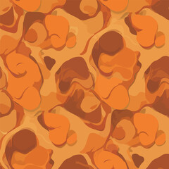 Seamless Pattern, Abstract flowing shapes in warm orange and brown tones create a seamless pattern Stock royalty free