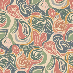 Seamless Pattern, Abstract floral pattern with organic shapes and earthy color palette design Stock royalty free image.