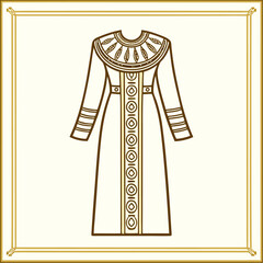 Cleopatra inspired egyptian dress isolated on white background