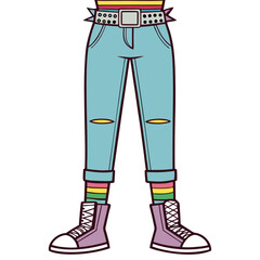 Punk rock fancy dress with boots isolated on white background