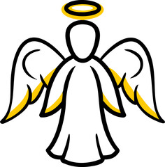 Angel costume with wings and halo isolated on white background