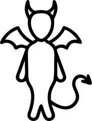 Devil costume with tail and horns isolated on white background