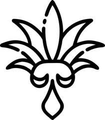 Carnival samba costume with feathers isolated on white background