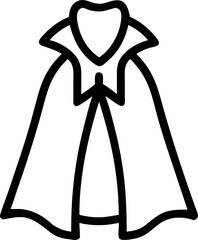 Gothic vampire gown with cape isolated on white background