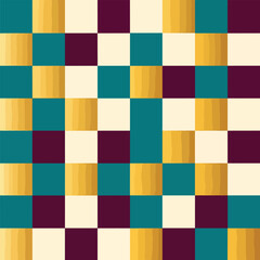 Seamless Pattern, Abstract checkered pattern with teal, mustard, purple, and cream color blocks Stock royalty free image.