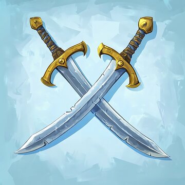 Fototapeta Crossed swords, stylized illustration (2)