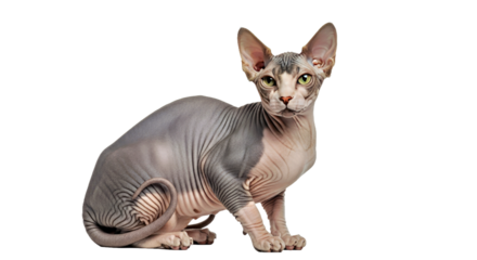 Sphynx cat isolated on white: exotic purebred feline.