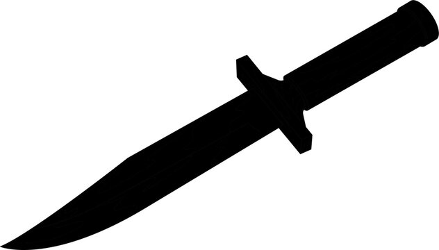 Combat knife silhouette illustration in black color