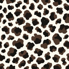 Fototapeta premium Seamless Pattern, Seamless pattern of abstract leopard spots in brown and black on cream background Stock royalty free
