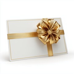 Elegant Gold Ribbon Gift Card , isolated on white background png