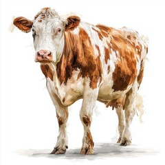 Stunning Painted Cow Portrait , isolated on white background png