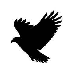 Obraz premium Silhouette of an eagle soaring through the sky, wings spread wide open