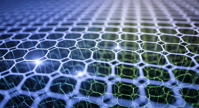 Abstract hexagonal molecular lattice structure of graphene material
