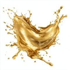Golden Liquid Splash Art , isolated on white background png