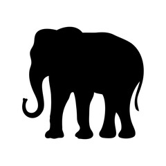 Obraz premium Simple Black Elephant Silhouette on a White Background Illustration Graphic Design