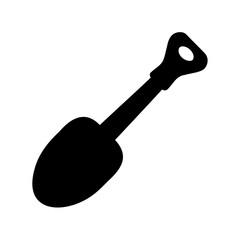 Simple black silhouette of a gardening trowel or small hand shovel tool