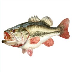 Fototapeta premium Majestic Largemouth Bass Illustration , isolated on white background png